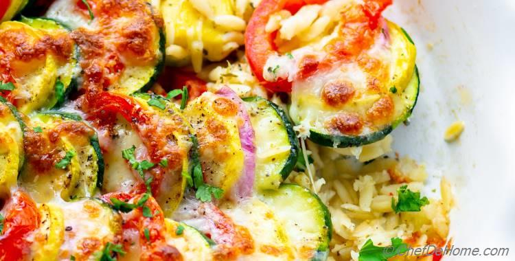 Tian Provençal with Orzo (Vegetable Pasta Casserole)